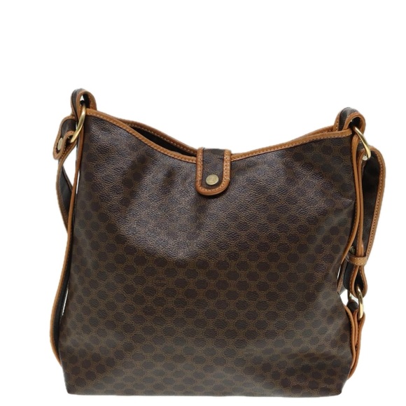 CELINE Macadam Canvas Shoulder Bag PVC Leather Brown Gold Auth 89237 - Picture 2 of 16